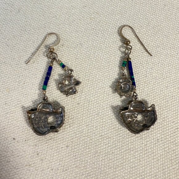 Shube's Manufacturing Sterling Silver Noahs Ark Dangle Earrings Signed - Picture 9 of 10